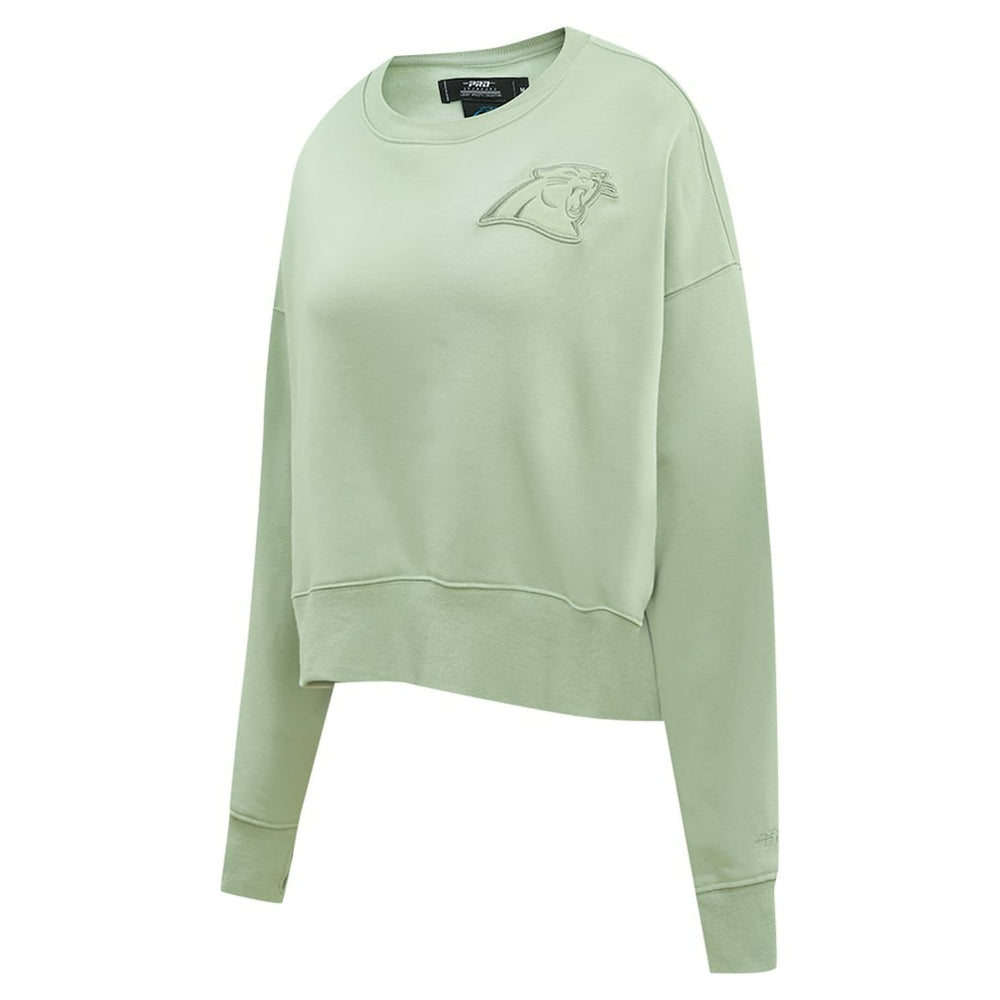 Carolina Panthers Pro Standard Women's Oversized Cropped Neutral Pullover Sweatshirt Light Green - NFL