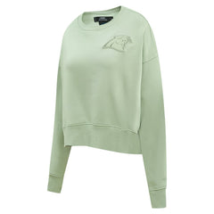 Carolina Panthers Pro Standard Women's Oversized Cropped Neutral Pullover Sweatshirt Light Green - NFL