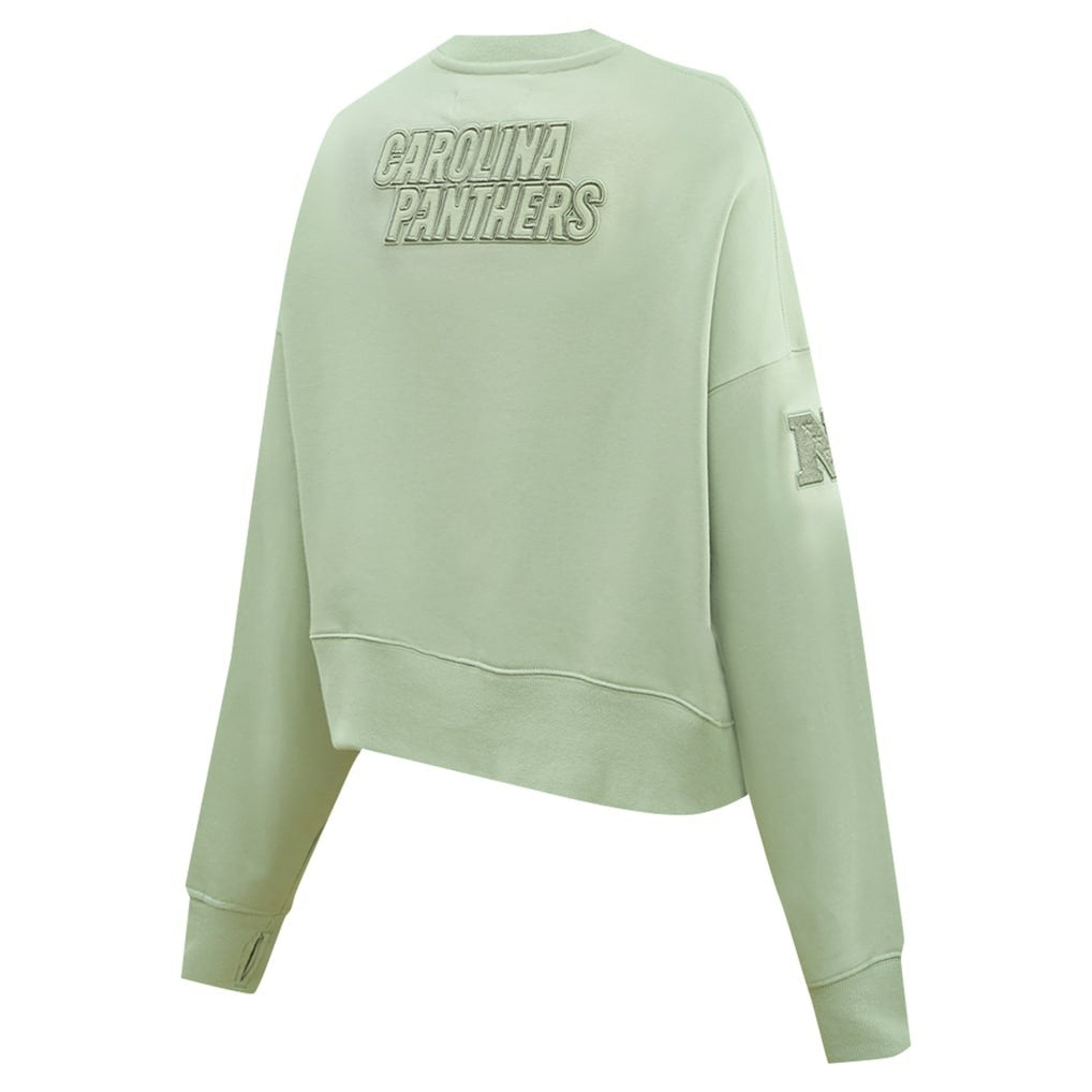 Carolina Panthers Pro Standard Women's Oversized Cropped Neutral Pullover Sweatshirt Light Green - NFL
