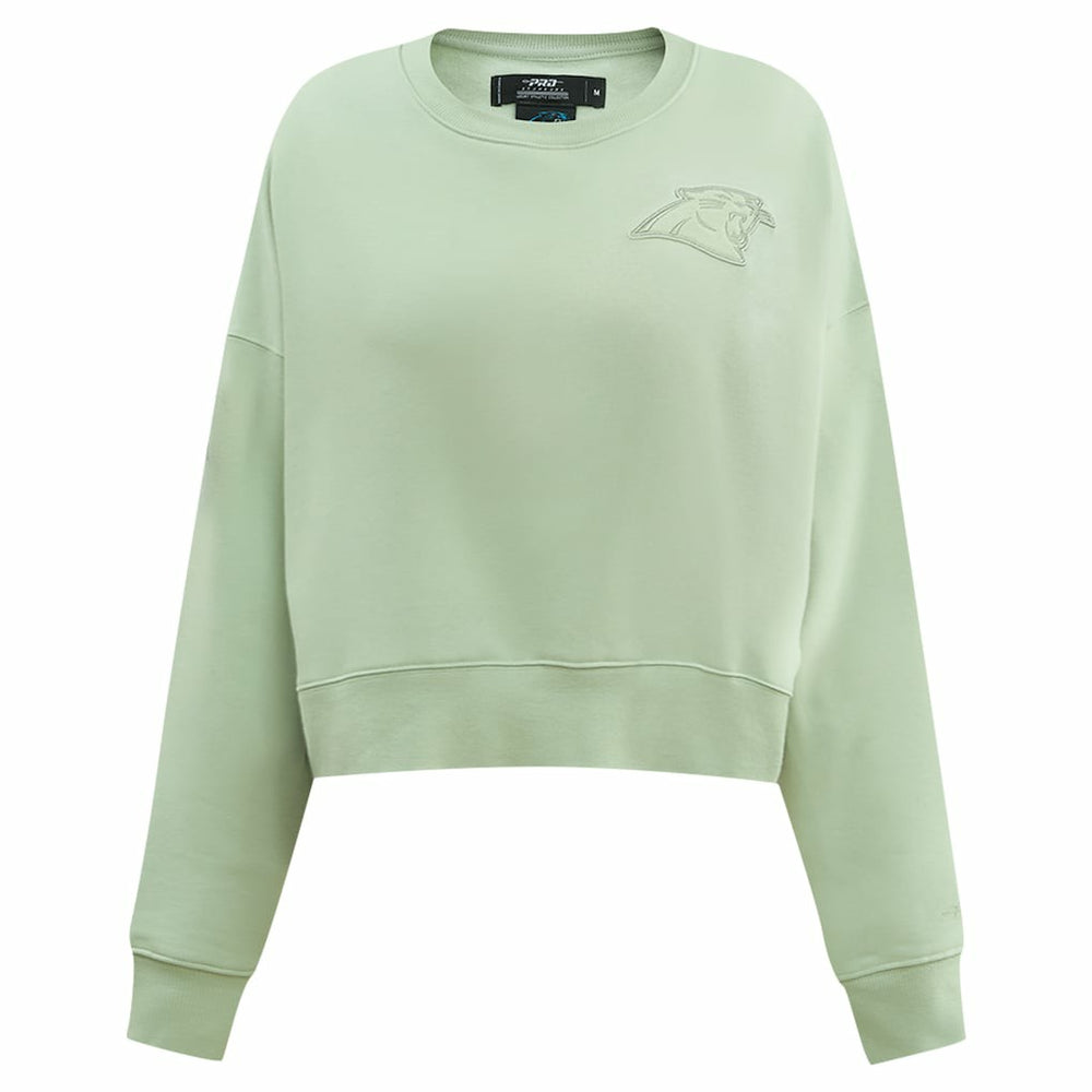 Carolina Panthers Pro Standard Women's Oversized Cropped Neutral Pullover Sweatshirt Light Green - NFL