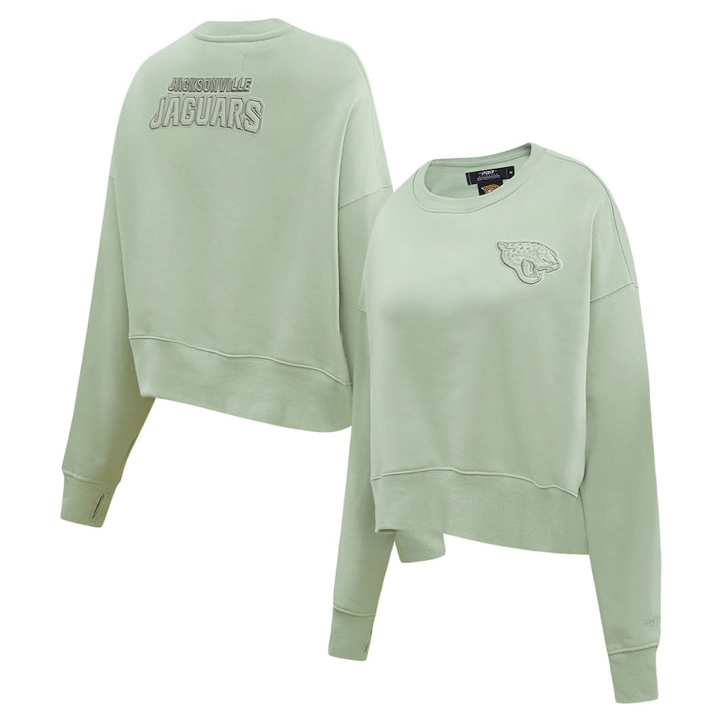 Jacksonville Jaguars Pro Standard Women's Oversized Cropped Neutral Pullover Sweatshirt Light Green - NFL
