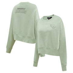 Jacksonville Jaguars Pro Standard Women's Oversized Cropped Neutral Pullover Sweatshirt Light Green - NFL