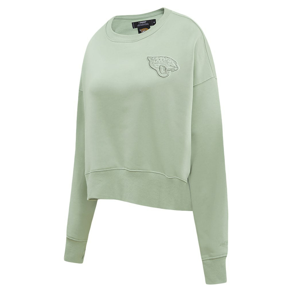 Jacksonville Jaguars Pro Standard Women's Oversized Cropped Neutral Pullover Sweatshirt Light Green - NFL