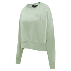 Jacksonville Jaguars Pro Standard Women's Oversized Cropped Neutral Pullover Sweatshirt Light Green - NFL