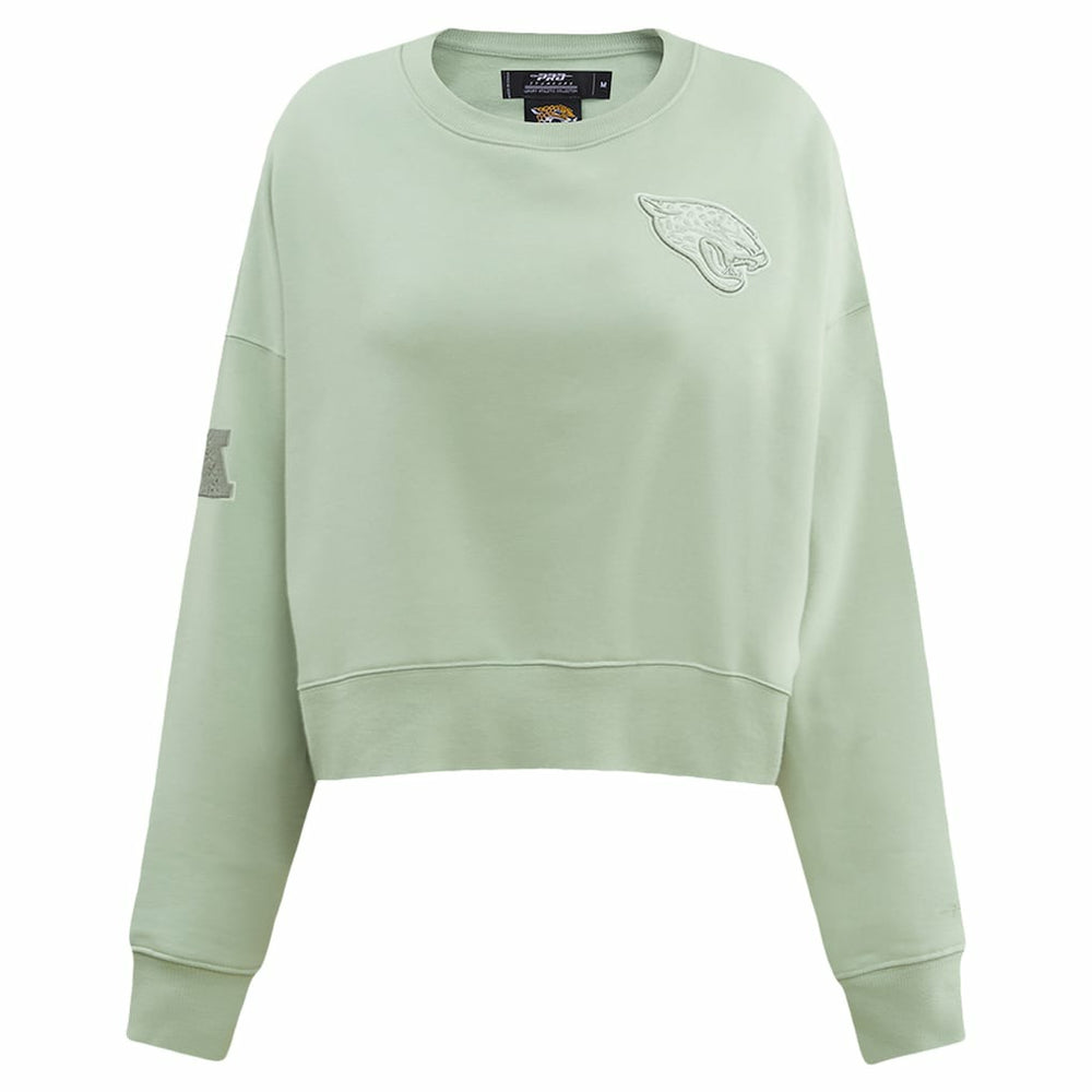 Jacksonville Jaguars Pro Standard Women's Oversized Cropped Neutral Pullover Sweatshirt Light Green - NFL
