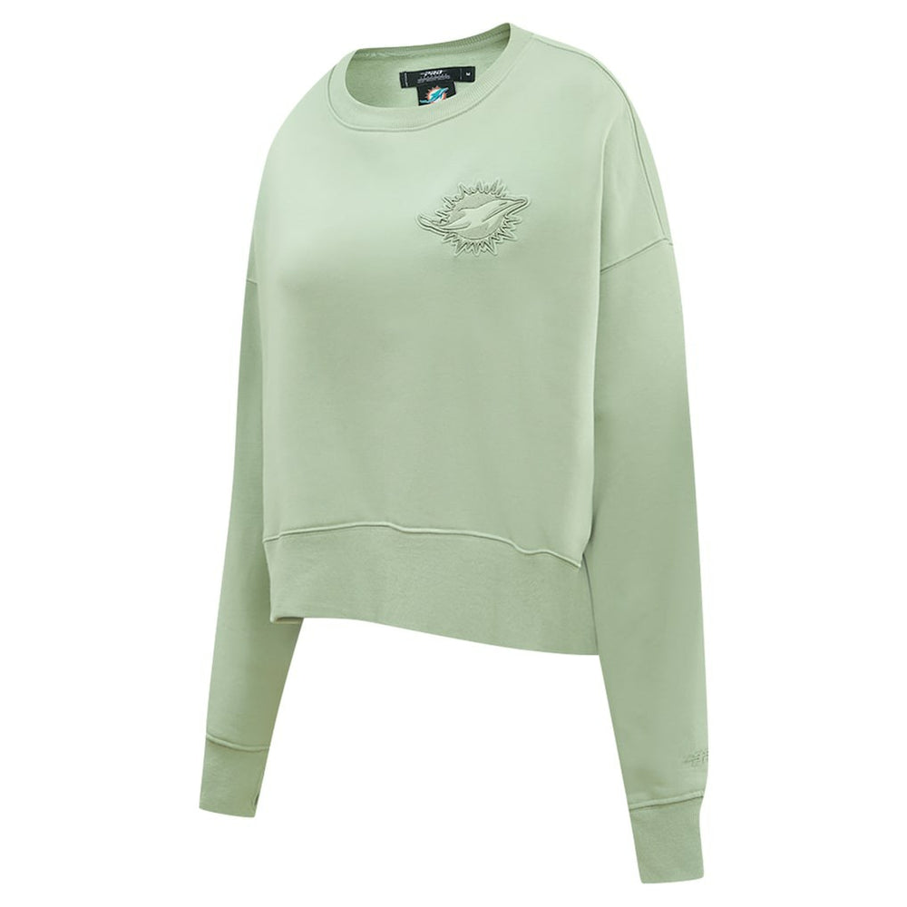 Miami Dolphins Pro Standard Women's Oversized Cropped Neutral Pullover Sweatshirt Light Green - NFL