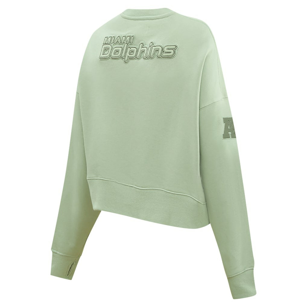 Miami Dolphins Pro Standard Women's Oversized Cropped Neutral Pullover Sweatshirt Light Green - NFL
