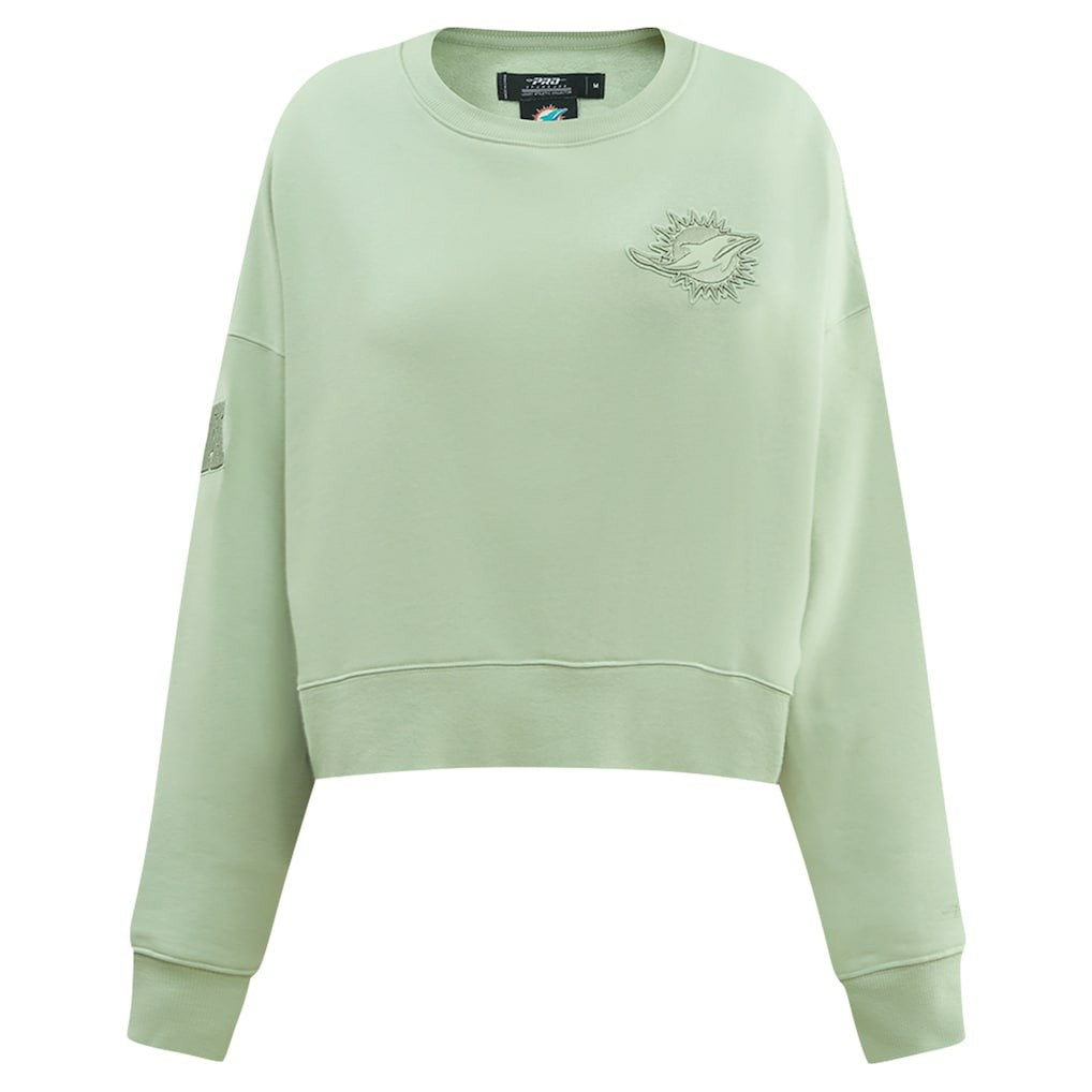 Miami Dolphins Pro Standard Women's Oversized Cropped Neutral Pullover Sweatshirt Light Green - NFL