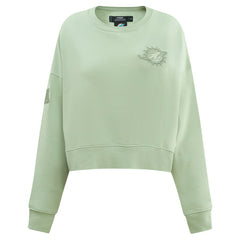 Miami Dolphins Pro Standard Women's Oversized Cropped Neutral Pullover Sweatshirt Light Green - NFL