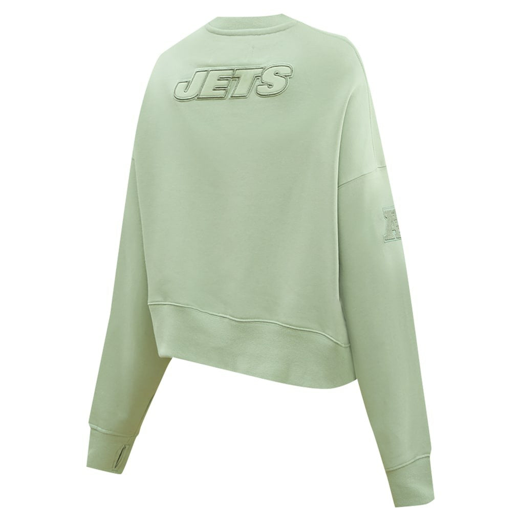 New York Jets Pro Standard Women's Oversized Cropped Neutral Pullover Sweatshirt Light Green - NFL