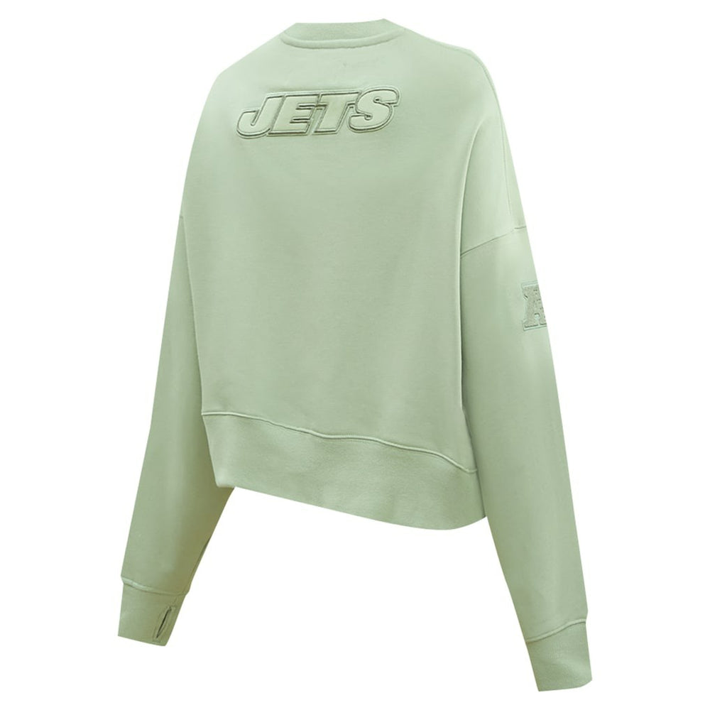 New York Jets Pro Standard Women's Oversized Cropped Neutral Pullover Sweatshirt Light Green - NFL