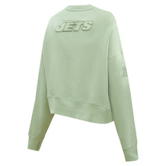 New York Jets Pro Standard Women's Oversized Cropped Neutral Pullover Sweatshirt Light Green - NFL