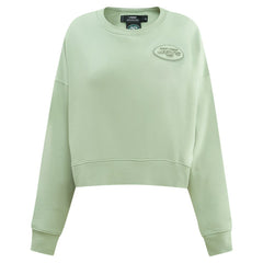 New York Jets Pro Standard Women's Oversized Cropped Neutral Pullover Sweatshirt Light Green - NFL