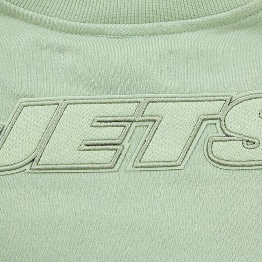 New York Jets Pro Standard Women's Oversized Cropped Neutral Pullover Sweatshirt Light Green - NFL
