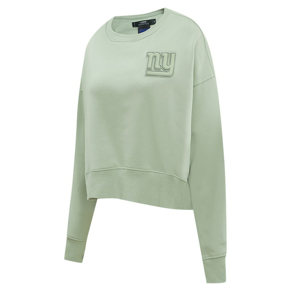 New York Giants Pro Standard Women's Oversized Cropped Neutral Pullover Sweatshirt Light Green - NFL