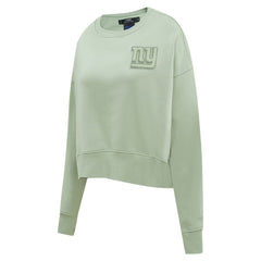 New York Giants Pro Standard Women's Oversized Cropped Neutral Pullover Sweatshirt Light Green - NFL