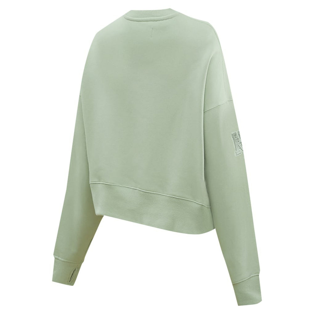 New York Giants Pro Standard Women's Oversized Cropped Neutral Pullover Sweatshirt Light Green - NFL