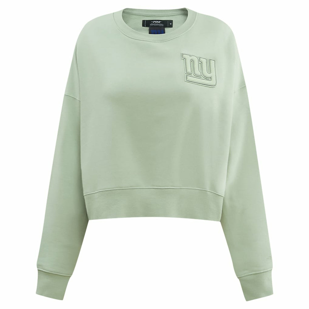 New York Giants Pro Standard Women's Oversized Cropped Neutral Pullover Sweatshirt Light Green - NFL