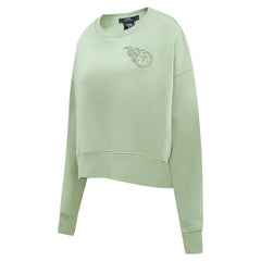 Tennessee Titans Pro Standard Women's Oversized Cropped Neutral Pullover Sweatshirt Light Green - NFL