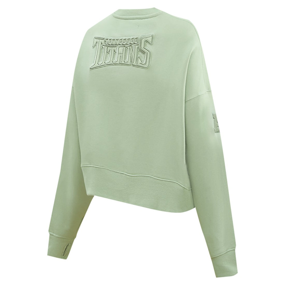 Tennessee Titans Pro Standard Women's Oversized Cropped Neutral Pullover Sweatshirt Light Green - NFL