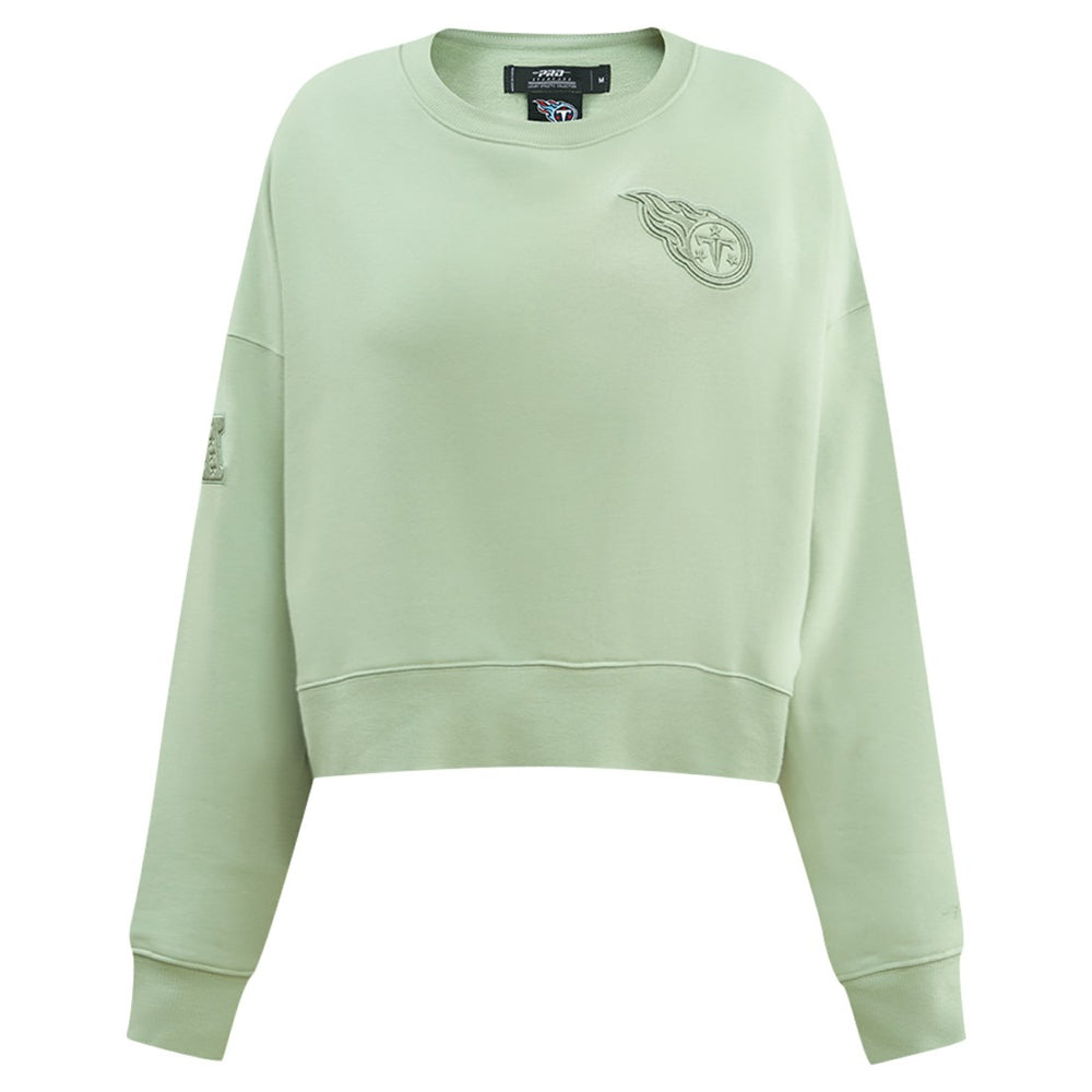 Tennessee Titans Pro Standard Women's Oversized Cropped Neutral Pullover Sweatshirt Light Green - NFL