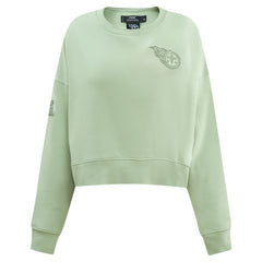 Tennessee Titans Pro Standard Women's Oversized Cropped Neutral Pullover Sweatshirt Light Green - NFL
