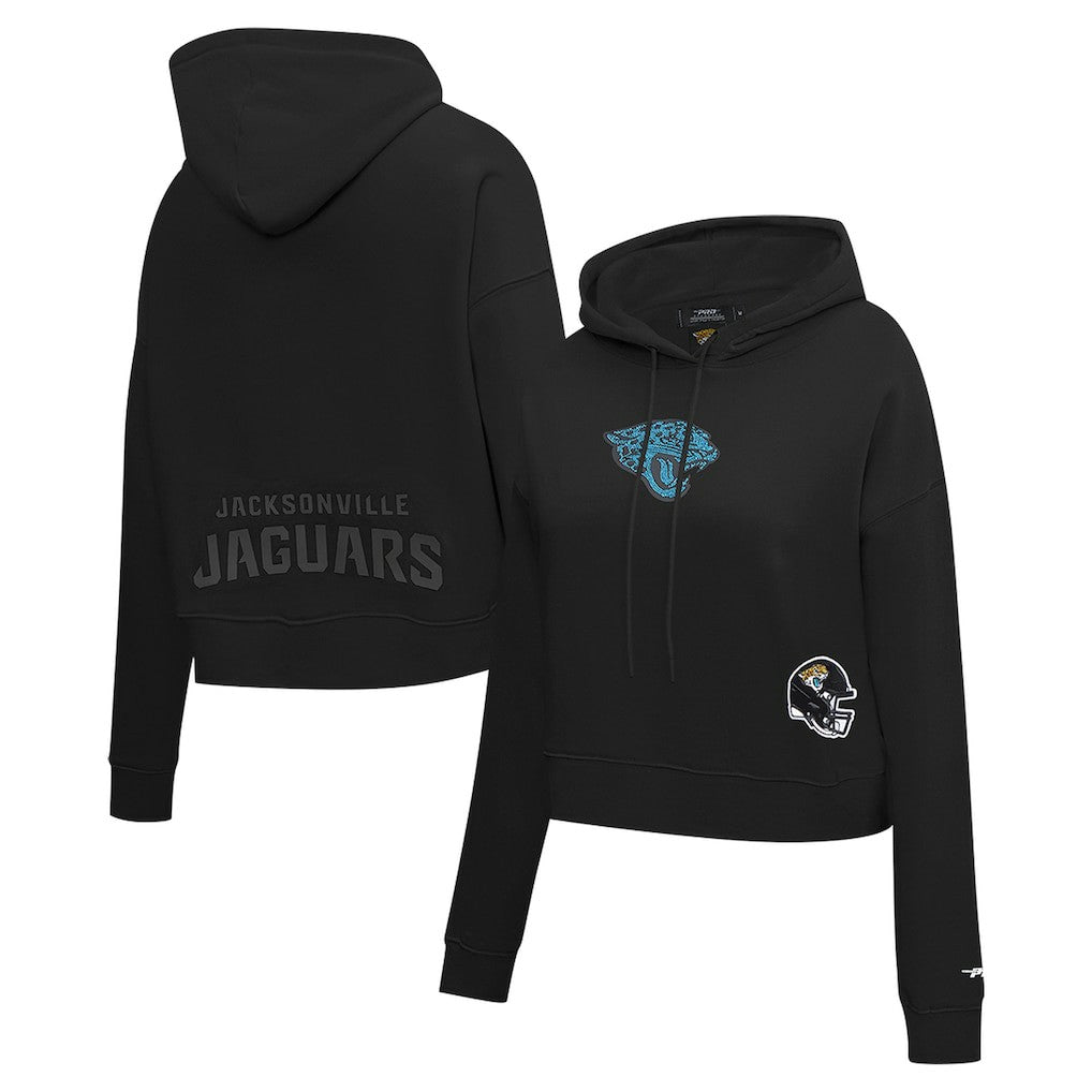 Jacksonville Jaguars Pro Standard Women's Jeweled Cropped Pullover Hoodie Black - NFL