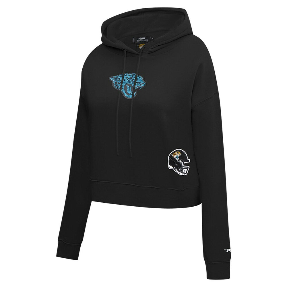 Jacksonville Jaguars Pro Standard Women's Jeweled Cropped Pullover Hoodie Black - NFL
