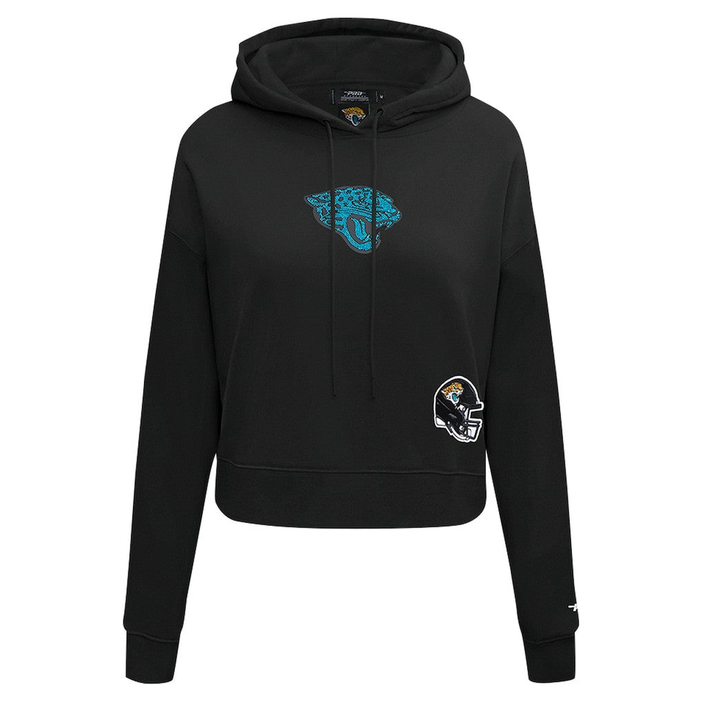 Jacksonville Jaguars Pro Standard Women's Jeweled Cropped Pullover Hoodie Black - NFL