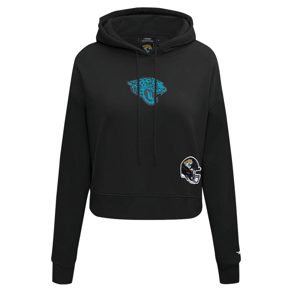 Jacksonville Jaguars Pro Standard Women's Jeweled Cropped Pullover Hoodie Black - NFL