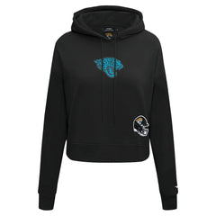 Jacksonville Jaguars Pro Standard Women's Jeweled Cropped Pullover Hoodie Black - NFL