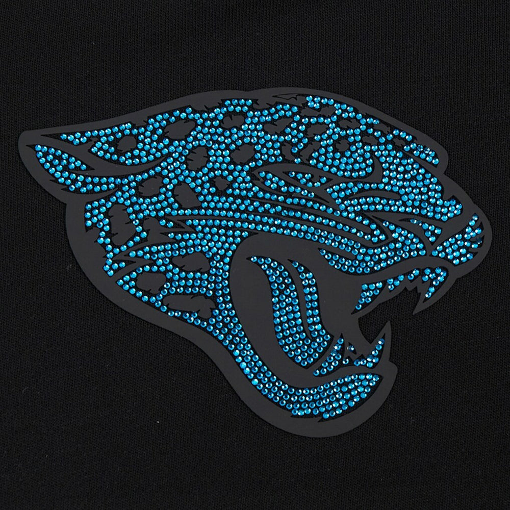 Jacksonville Jaguars Pro Standard Women's Jeweled Cropped Pullover Hoodie Black - NFL