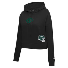New York Jets Pro Standard Women's Jeweled Cropped Pullover Hoodie Black - NFL
