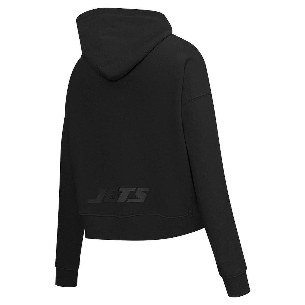 New York Jets Pro Standard Women's Jeweled Cropped Pullover Hoodie Black - NFL