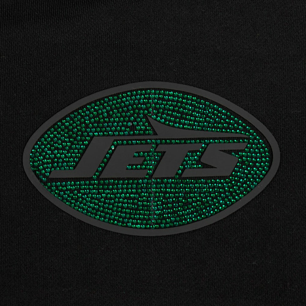 New York Jets Pro Standard Women's Jeweled Cropped Pullover Hoodie Black - NFL