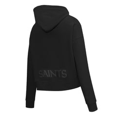 New Orleans Saints Pro Standard Women's Jeweled Cropped Pullover Hoodie Black - NFL