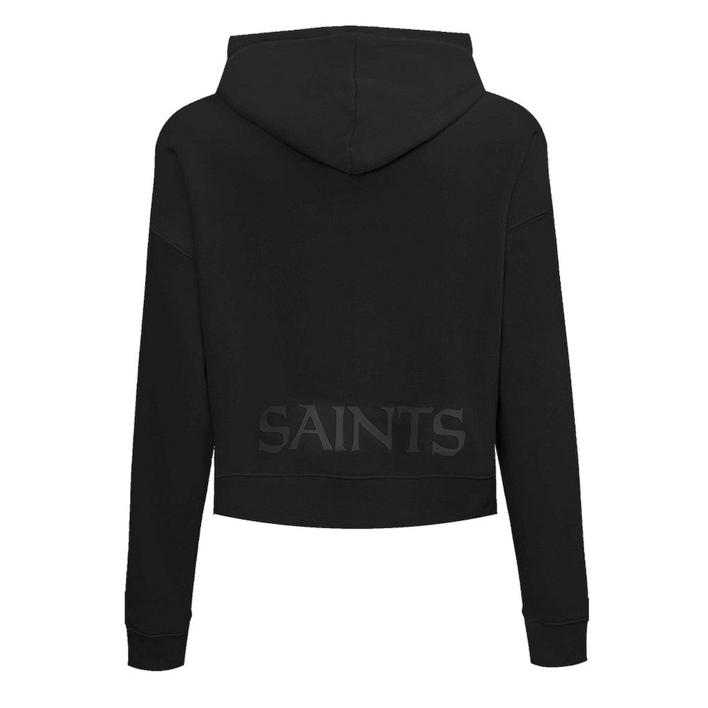 New Orleans Saints Pro Standard Women's Jeweled Cropped Pullover Hoodie Black - NFL