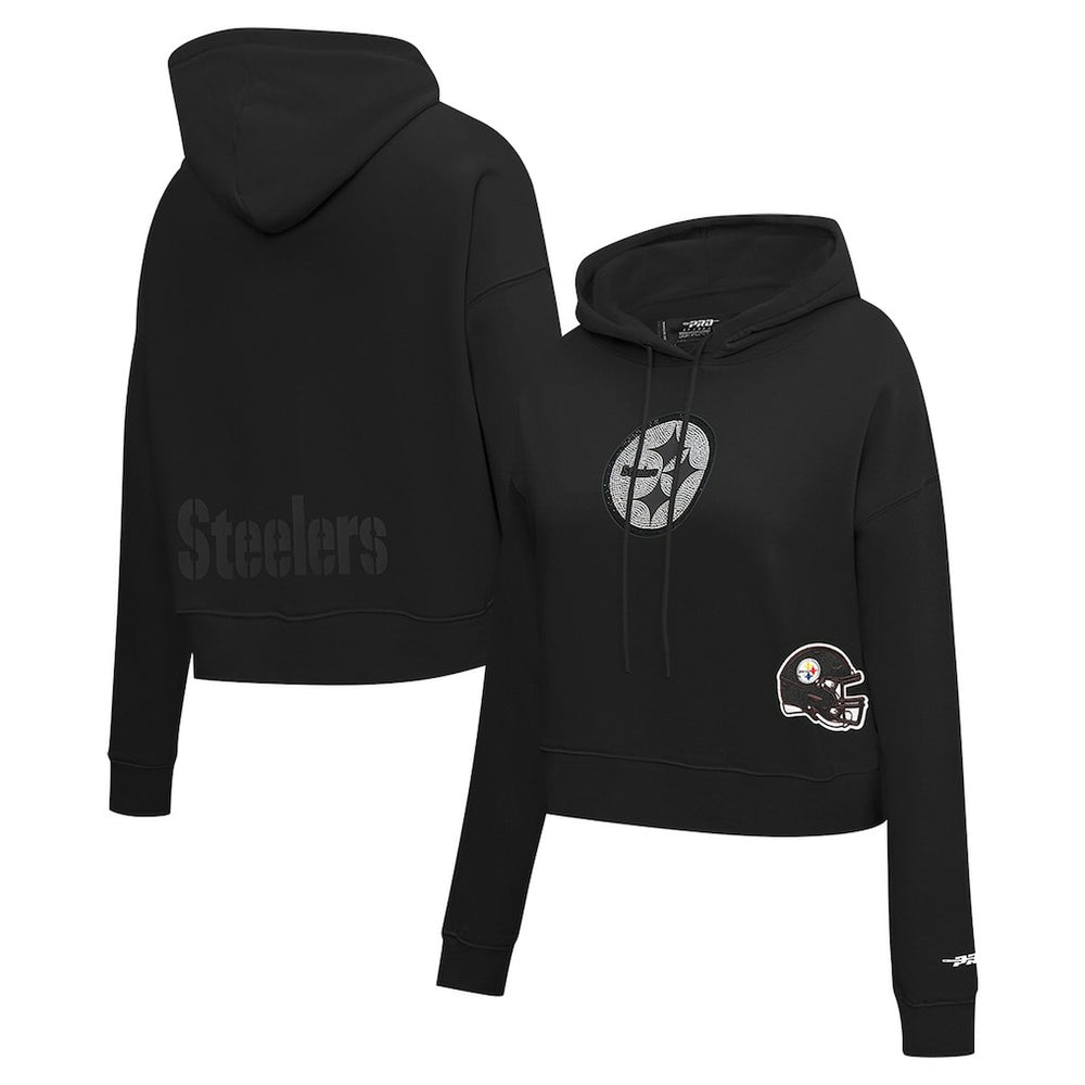 Pittsburgh Steelers Pro Standard Women's Jeweled Cropped Pullover Hoodie Black - NFL