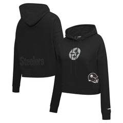 Pittsburgh Steelers Pro Standard Women's Jeweled Cropped Pullover Hoodie Black - NFL