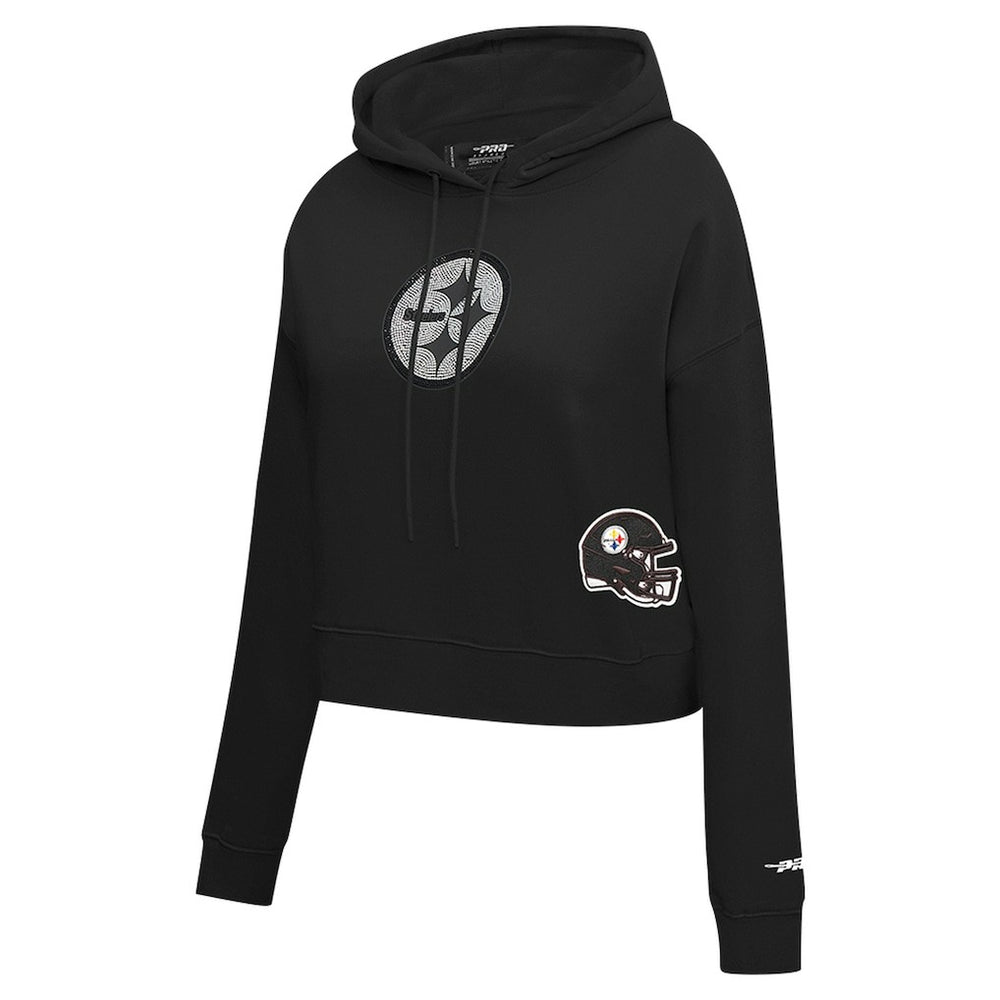 Pittsburgh Steelers Pro Standard Women's Jeweled Cropped Pullover Hoodie Black - NFL