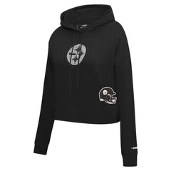 Pittsburgh Steelers Pro Standard Women's Jeweled Cropped Pullover Hoodie Black - NFL