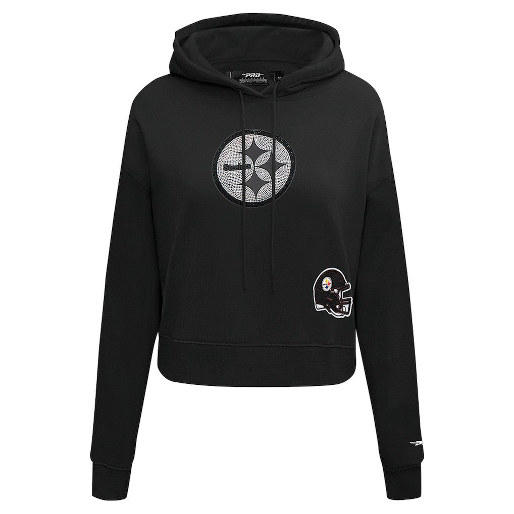 Pittsburgh Steelers Pro Standard Women's Jeweled Cropped Pullover Hoodie Black - NFL