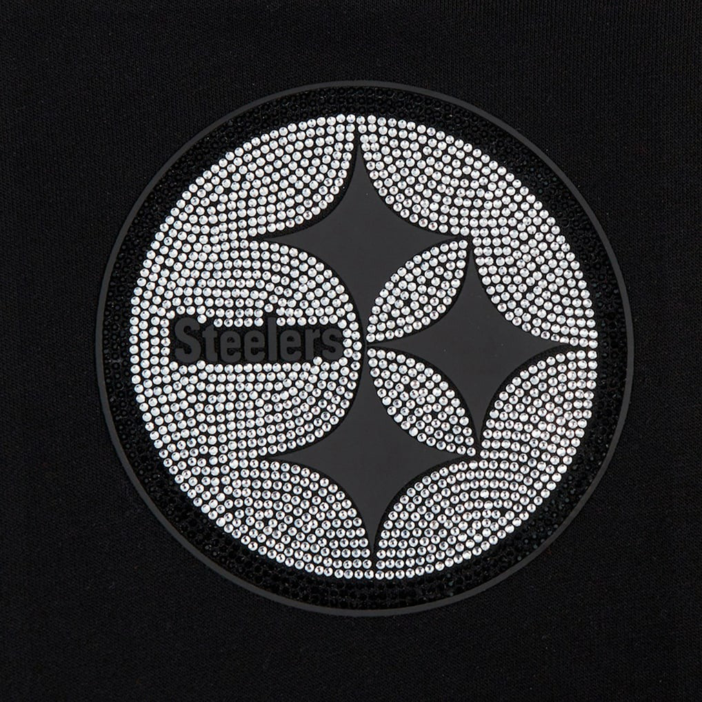 Pittsburgh Steelers Pro Standard Women's Jeweled Cropped Pullover Hoodie Black - NFL
