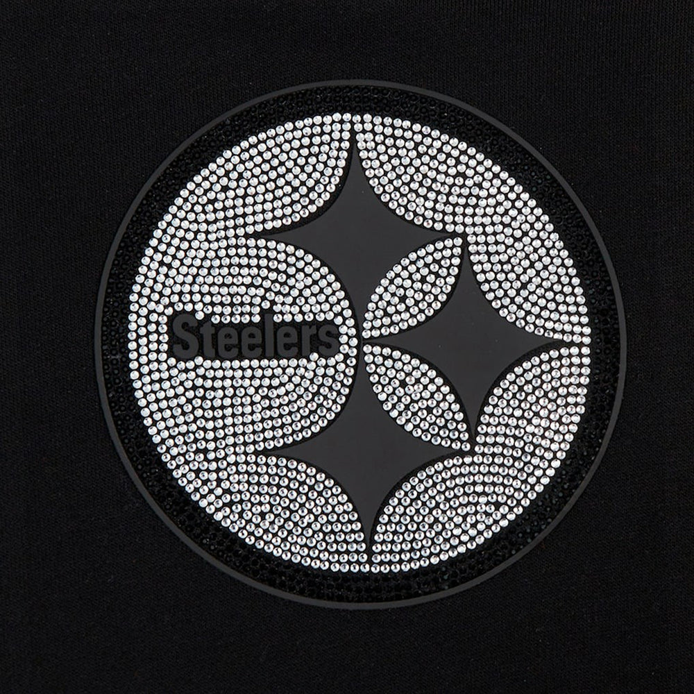 Pittsburgh Steelers Pro Standard Women's Jeweled Cropped Pullover Hoodie Black - NFL
