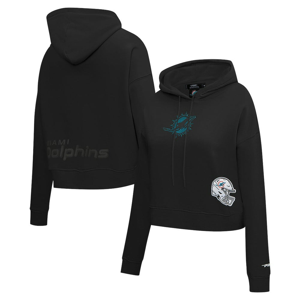Miami Dolphins Pro Standard Women's Jeweled Cropped Pullover Hoodie Black - NFL