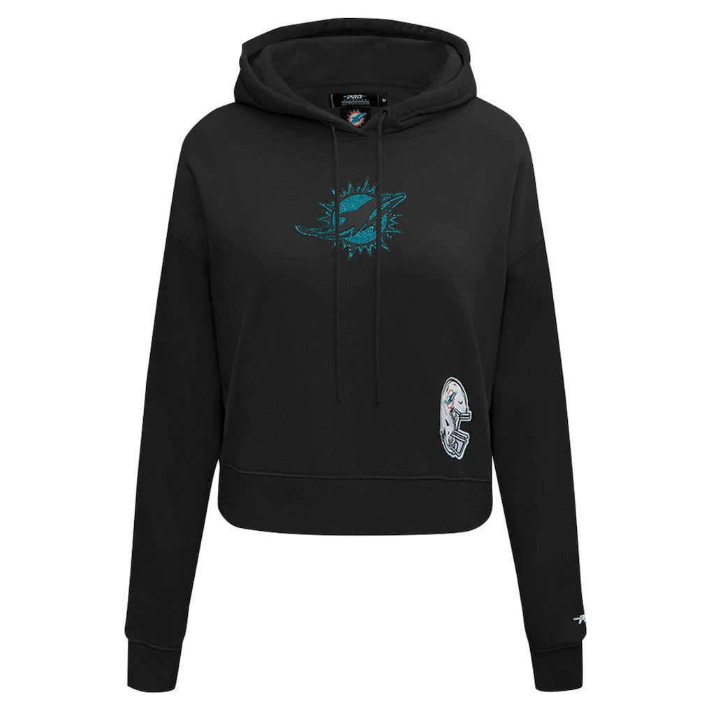 Miami Dolphins Pro Standard Women's Jeweled Cropped Pullover Hoodie Black - NFL