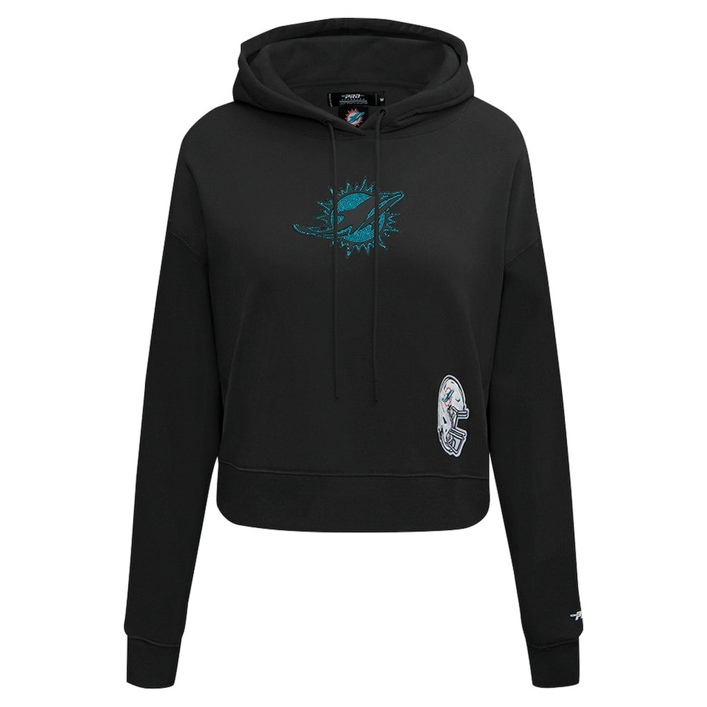 Miami Dolphins Pro Standard Women's Jeweled Cropped Pullover Hoodie Black - NFL