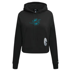 Miami Dolphins Pro Standard Women's Jeweled Cropped Pullover Hoodie Black - NFL
