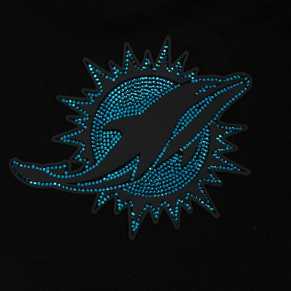 Miami Dolphins Pro Standard Women's Jeweled Cropped Pullover Hoodie Black - NFL
