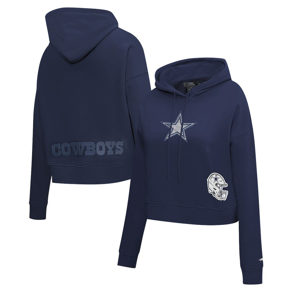 Dallas Cowboys Pro Standard Women's Jeweled Cropped Pullover Hoodie Navy - NFL